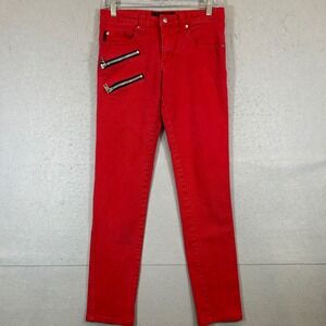 Tripp NYC Jeans Mens 28 Red Skinny Zipper Pockets Punk Goth Alternative Mallcore